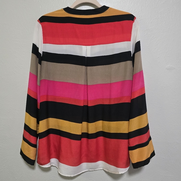 Anthropologie Maeve Stripe 100% Silk Blouse - Picture 5 of 6